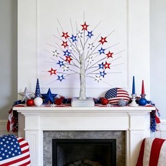 8″ 4th of July Patriotic Decorations Tree with 24 LED Red White Blue Star 1