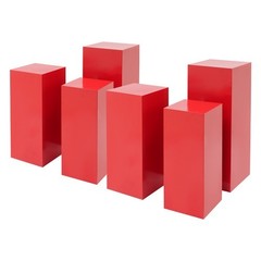 Metal Display Pedestal Stands Set of 6 Red Square for Cake Dessert Party