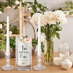 Unity Candles With Holder Wedding Ceremony Set 6 In Pillar 9.8 In Taper Flower