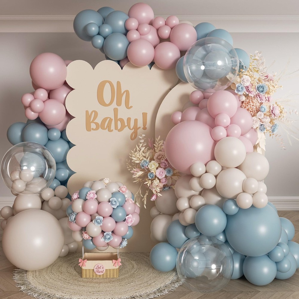 Gender Reveal Balloon Arch Kit 5 inch, 10 18 Dusty Pink Blue