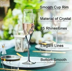 Set of 2 Creative Heart Shape Champagne Flutes, Glasses Cups, Wedding Toasting