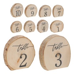 10Pcs Natural Wood Rustic Table Numbers Semi Circle Signs for Wedding Reception