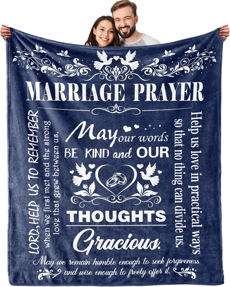 Marriage Prayer Wedding Gifts for Newlyweds, 50″ X 60″, Religious Prayer Quote