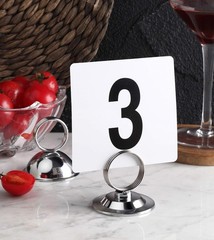 Durable 1-25 Table Numbers – 4″ x 4″ Double-Sided for Restaurant & Banquet Use