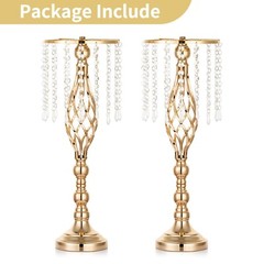 NUPTIO 2 Pcs Crystal Flower Stand Wedding Centerpieces for Tables, 21.7in/55c…