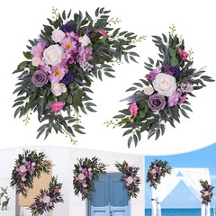 Lavender Purple Silk Wedding Arch Garland Set Of 2 Reusable Artificial Flowers