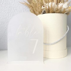 Hoodo Frosted Arch Acrylic Table Numbers 1-30 Stands 5X7 Acrylic Arch Signs And