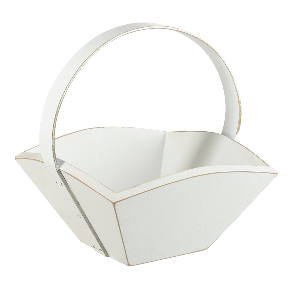 Lillian Rose Rustic Farmhouse Wooden Flower Basket One Size White Fb112