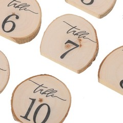 10Pcs Natural Wood Rustic Table Numbers Semi Circle Signs for Wedding Reception