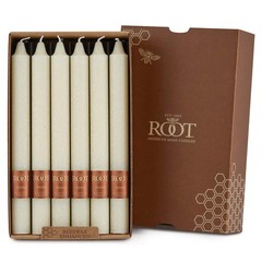 Root Candles 12-Count Unscented Dinner Dripless Beeswax 9-Inch, Ivory