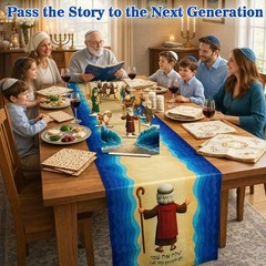 Passover Decorations Set – 9PCS Double-Sided Wooden 94.0 x 14.5 inches, Bule