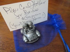 Bridal Table Bride/Groom Pewter Car Place Card Holder Just Married License Plate