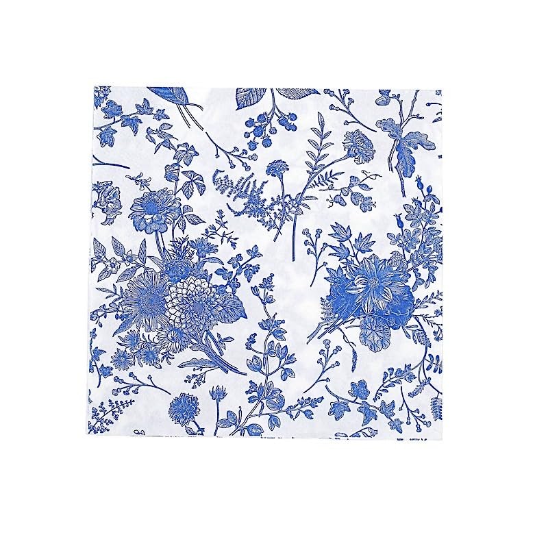 20 White 13×13 in Dinner Paper Napkins Blue Floral Design 13″, and