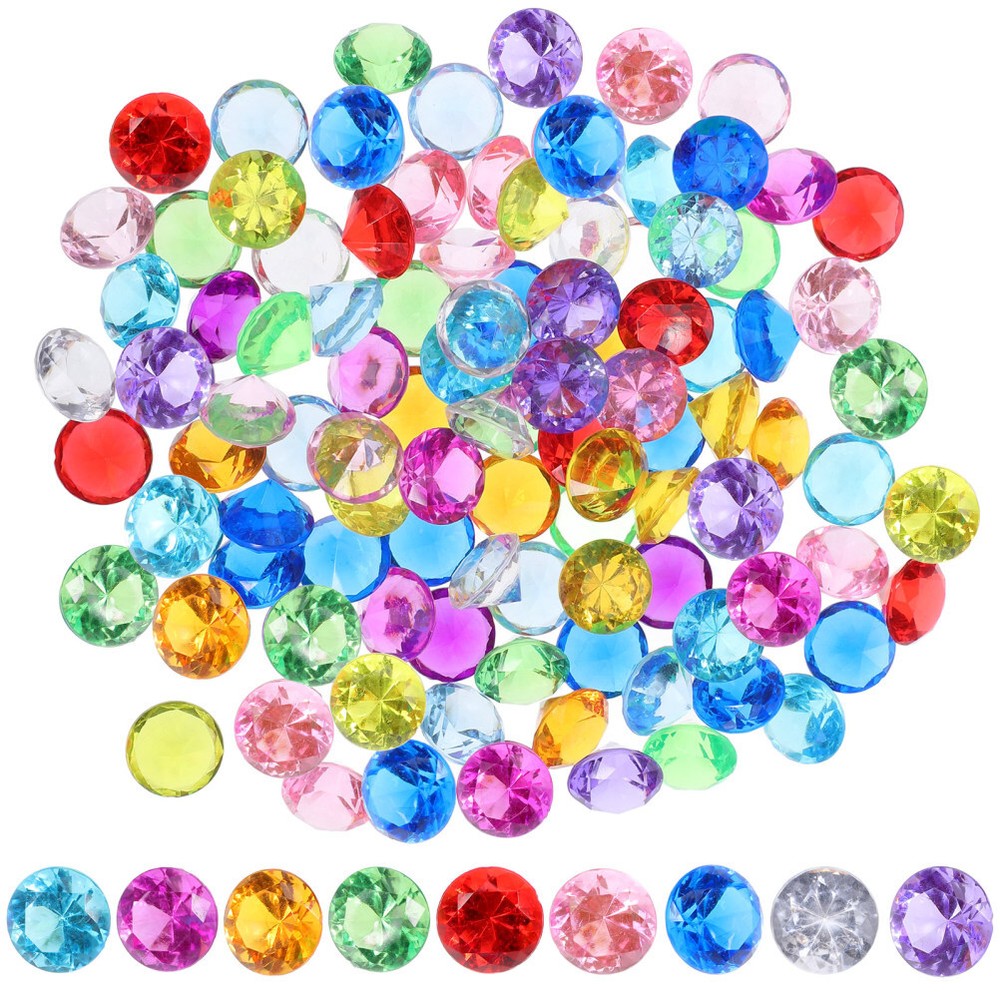 100Pcs Acrylic Crystal Diamonds Mixed Colors for Craft Projects
