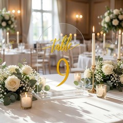 Wedding Table Numbers 1-10 Acrylic Signs Rustic Reception Decor 5.5″x7