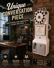 CR56-BK 1950’s Payphone with Push Button Technology. Black Wedding Audio Guest
