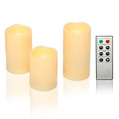 Waterproof Outdoor Battery Operated Flameless Candles Dark Ivory, 3″x4″,5″,6″