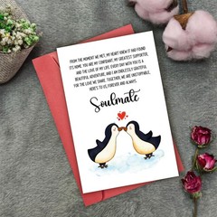 Romantic Penguin Valentines Day Card, Sweet Love Card To My Soulmate, Sentime…