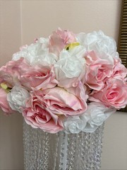 Luxurious Crystal White/Pink Flower Stand Wedding 13in Diameter No Stand Incl