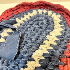 Vintage Handmade Hand Crafted Red White Blue Heart Table Centerpiece 17 x 14″