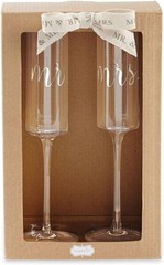 Mrs. Wedding Champagne Glass Set One Size Silver 9 fluid ounces 2 Count Pack of