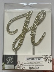 WEDDING MONOGRAM CAKE TOPPER “H”new David Tutera rhinestones silver Letter