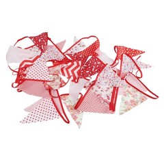 Elegant Vintage Floral Cotton Bunting Banner 10m Length with 36 Triangle Flags