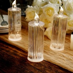 3 Warm White 6″ Battery Operated Diamond Light Pillar LED CANDLES Party Events