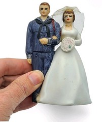 Vintage 1950s Wilton Bisque Navy Sailor Bride Wedding Cake Topper Figurine READ