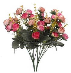 7 Branch1 Mini Rose Heads Artificial Flowers Bouquet Wedding 2 2 Pcs Rose Red