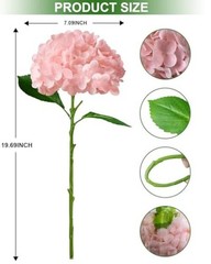 3Pcs Real Touch Hydrangea Artificial Flowers – 16.7″ 3D Latex Light Light Pink