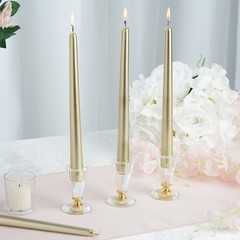 10″ tall Gold Premium Taper Candles Wedding Centerpiece Decorations WHOLESALE