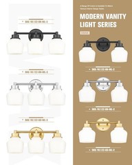 Emak Modern Gold Bathroom Light Fixtures, 2-Light Vanity Lights with Milk Gla…