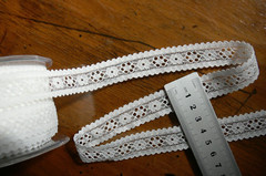 Polyester Floral Scalloped Sides Insert Lace IVORY 20mm Wide 5 Metre Length AR5