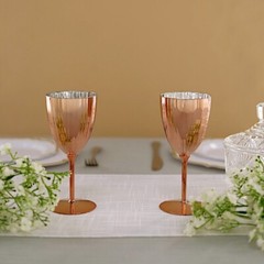 Blush Premium Metallic Plastic 8 oz Wine Glasses Disposable Party Events Wedding