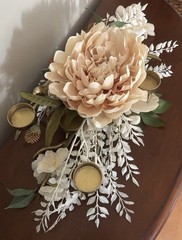 Elegant Wedding Centerpiece Ivory Floral Gold Branch Bird Candle Holder Decor