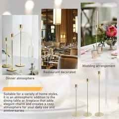 Panumly Candle Holders, Gold Candlestick Holders Set of 3 for 3,