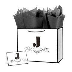 Letter Gift Bag with Wrapping Tissue for Men Women Boy Single J (Pack of 1)