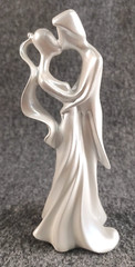 White Ceramic Wedding Cake Topper Bride Groom Modern Abstract