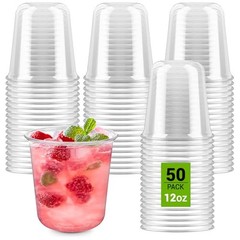 12 oz Disposable Stemless Wine Glasses Pcs Crystal Plastic Cocktail Cups 50