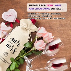 LANBAIHE Mr and Mrs Wine Bag, Wedding Shower Gifts Large, Mr&Mrs-Beige