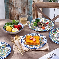 Melamine Dinnerware Set – 12 Pcs Dishware DurableOutdoor Plastic Plates Bowls