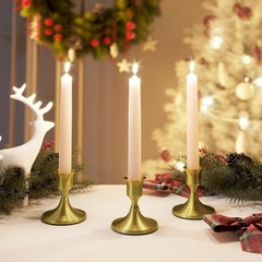 Brass Gold Taper Candle Holders Set of 3, Vintage Metal