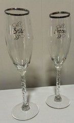 Jamie And Lynn Bride & Groom Champagne Flute Glass Set Wedding Toasting Glasses
