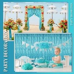 10 Pieces 3.3 x 6.6 Ft Foil Fringe Backdrop Party Wavy Tinsel Fringe Curtain …