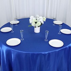 Balsa Circle Royal Blue Satin Round Tablecloth 132 132″ (Round),