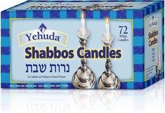 Yehuda 3 Hour White Shabbos Candles 72 Count Traditional Shabbat Dinner Table