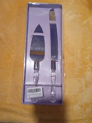 Darice Cake Knife & Server Set Stainless Steel Faux Crystal Handles, 2-Piece