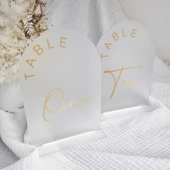Frosted Arch Wedding Table Numbers 1-10 with Stands 5×7 Inch Acrylic Arch Sig…