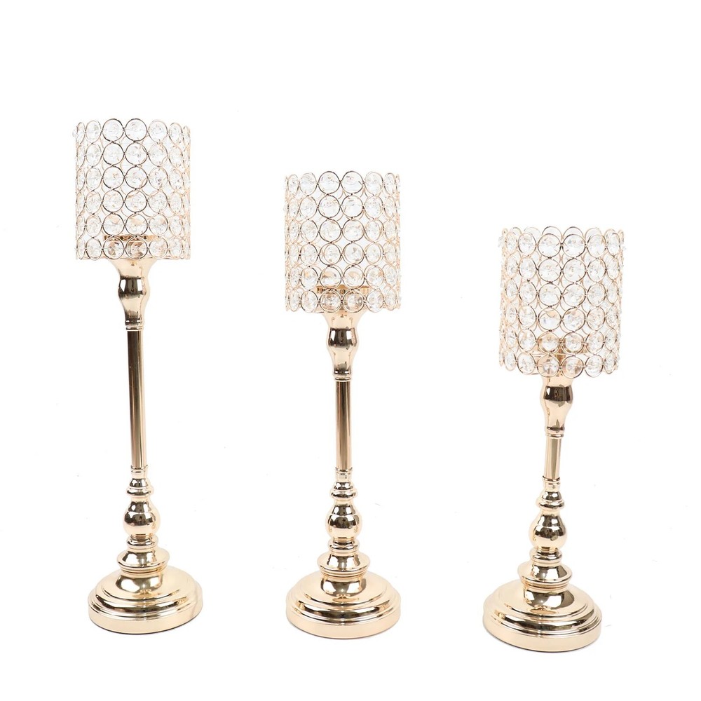 3 Gold Metal Goblet Acrylic Beads Votive Candle Holders Centerpieces Party Event